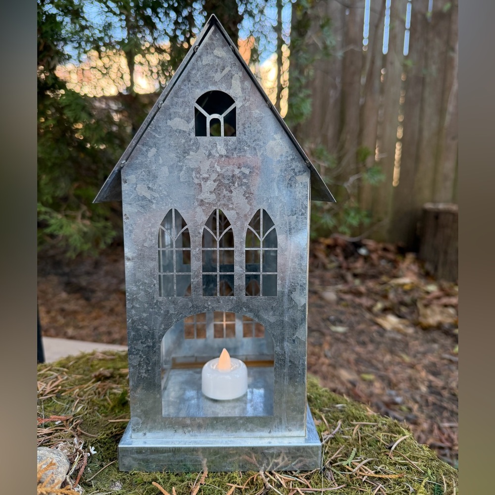 Rustic Silver Metal Lantern - Picture 3 of 6